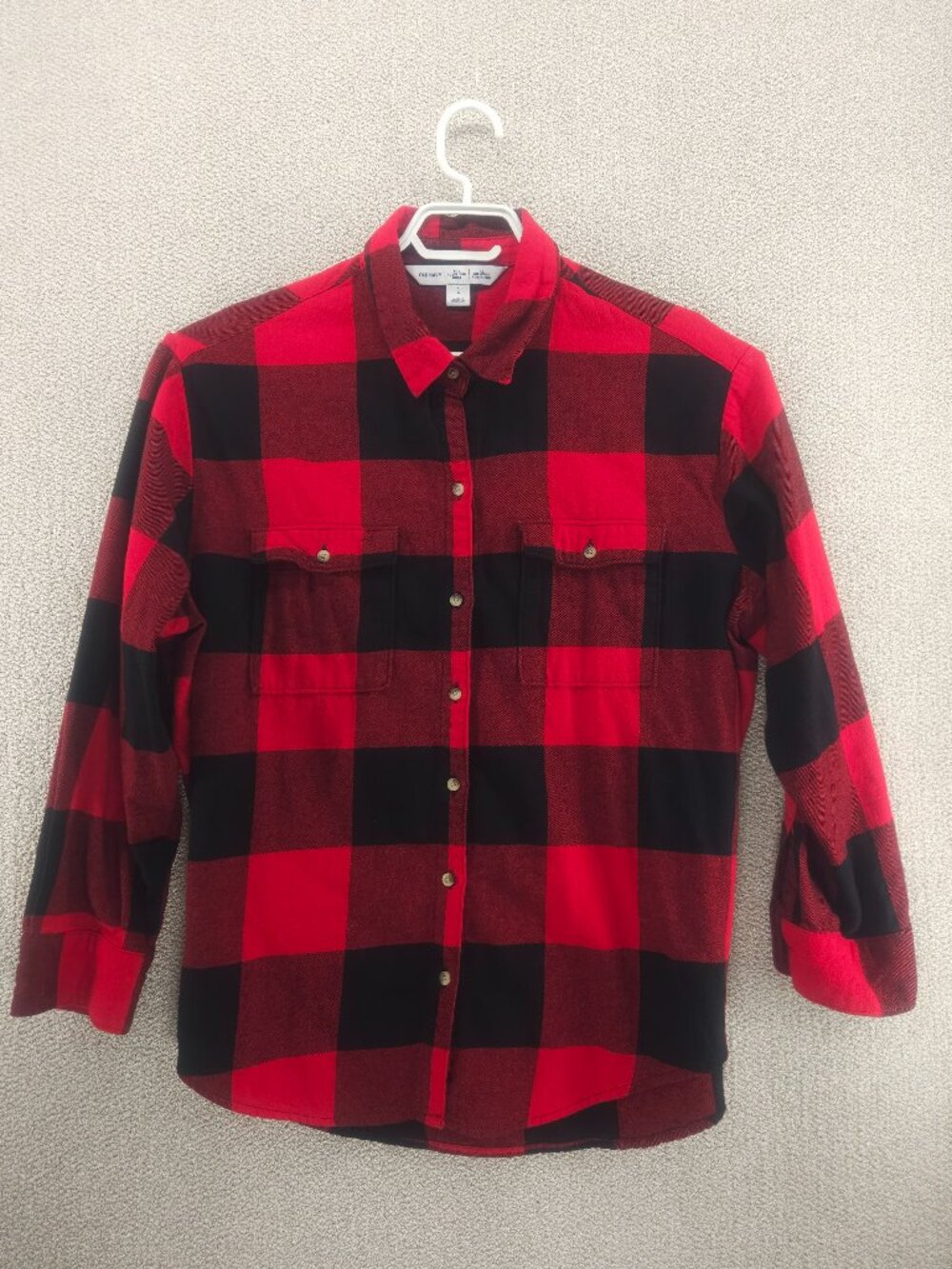 Old Navy Red & Black Buffalo Plaid Flannel Boyfriend Shirt